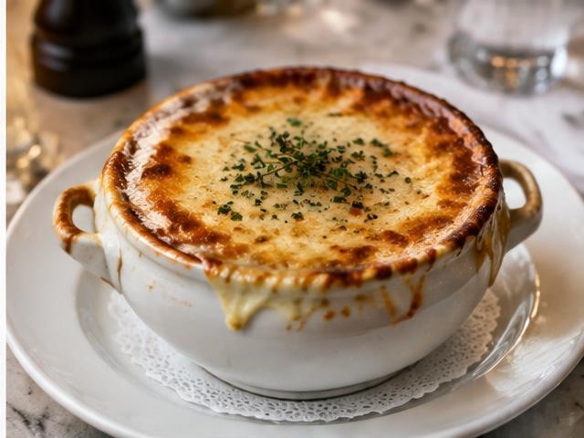 Soupe à l'oignon gratinée